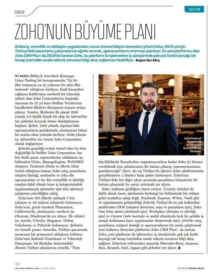 Zoho'nun Türkiye Pazarındaki 2019 Büyüme Planı